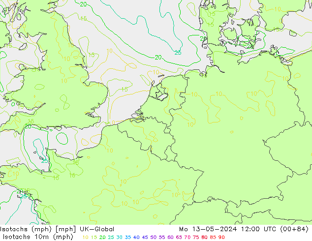 Isotachs (mph) UK-Global  13.05.2024 12 UTC