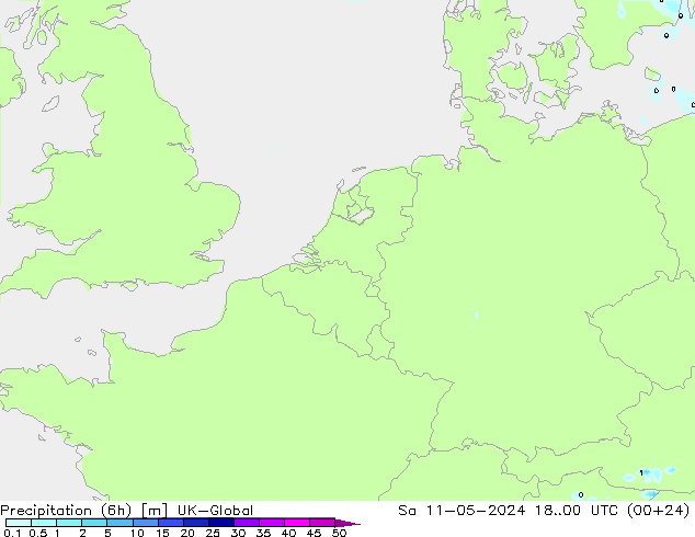 Totale neerslag (6h) UK-Global za 11.05.2024 00 UTC