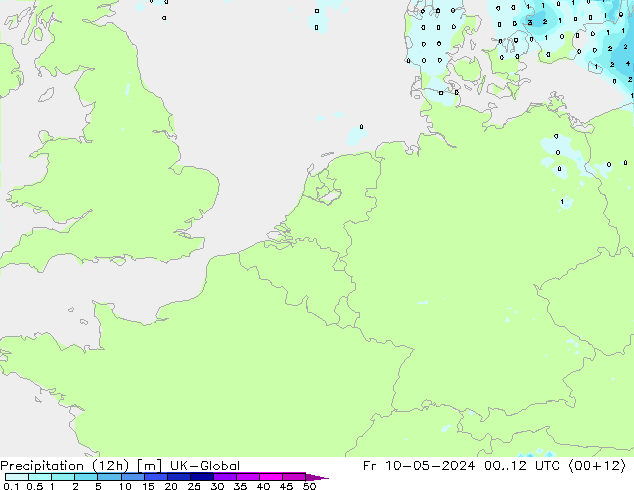 Precipitación (12h) UK-Global vie 10.05.2024 12 UTC
