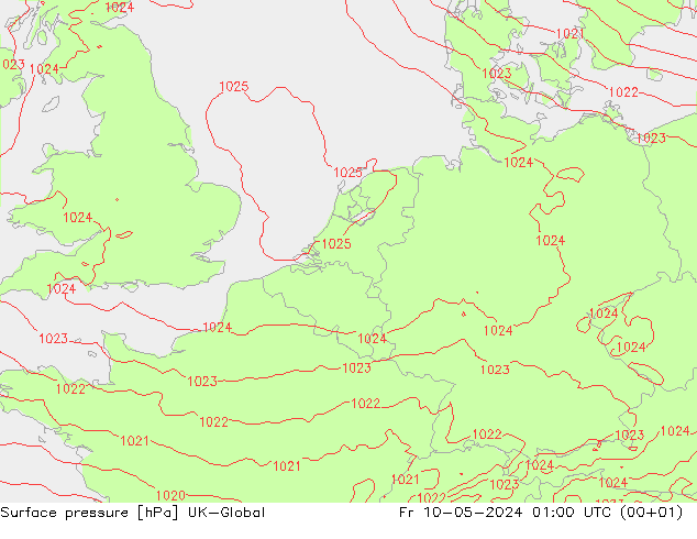 Presión superficial UK-Global vie 10.05.2024 01 UTC