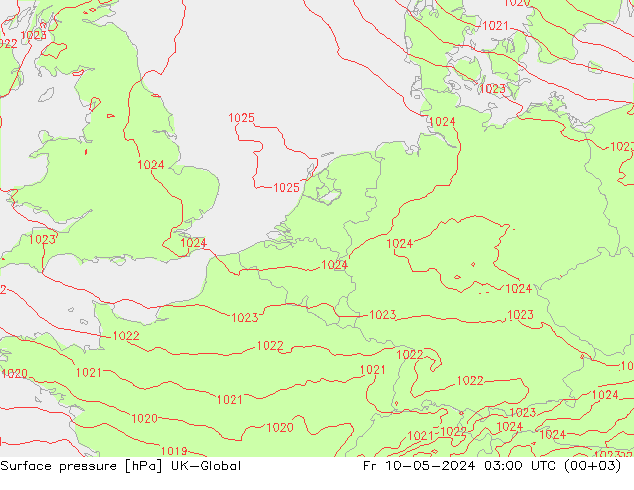 地面气压 UK-Global 星期五 10.05.2024 03 UTC