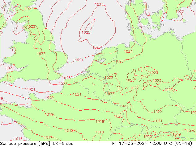 Luchtdruk (Grond) UK-Global vr 10.05.2024 18 UTC