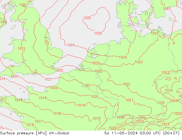 Luchtdruk (Grond) UK-Global za 11.05.2024 03 UTC