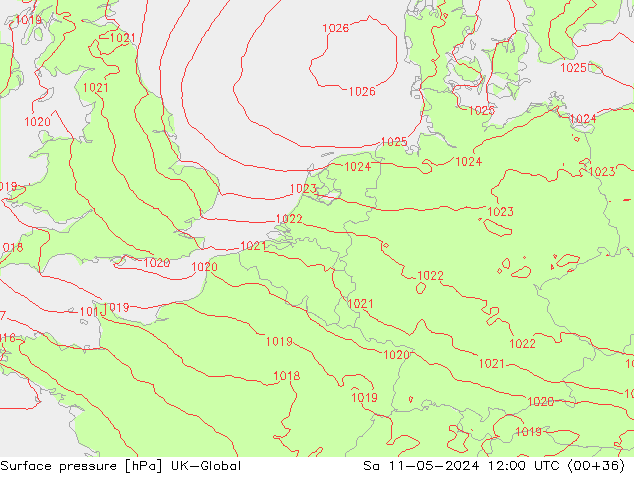 pression de l'air UK-Global sam 11.05.2024 12 UTC
