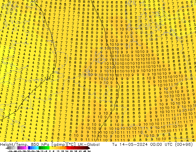 Height/Temp. 850 hPa UK-Global  14.05.2024 00 UTC