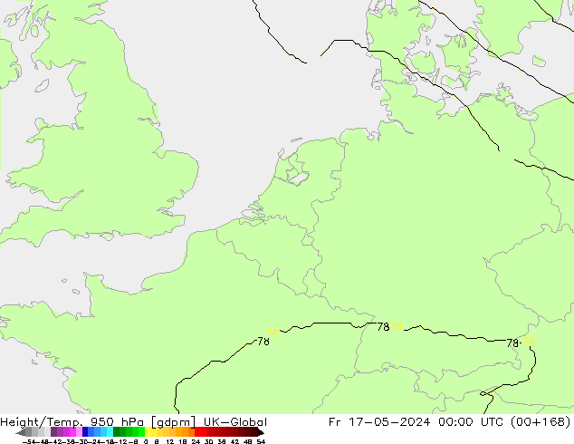 Height/Temp. 950 hPa UK-Global Fr 17.05.2024 00 UTC