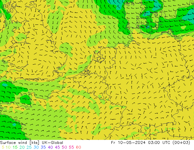 风 10 米 UK-Global 星期五 10.05.2024 03 UTC