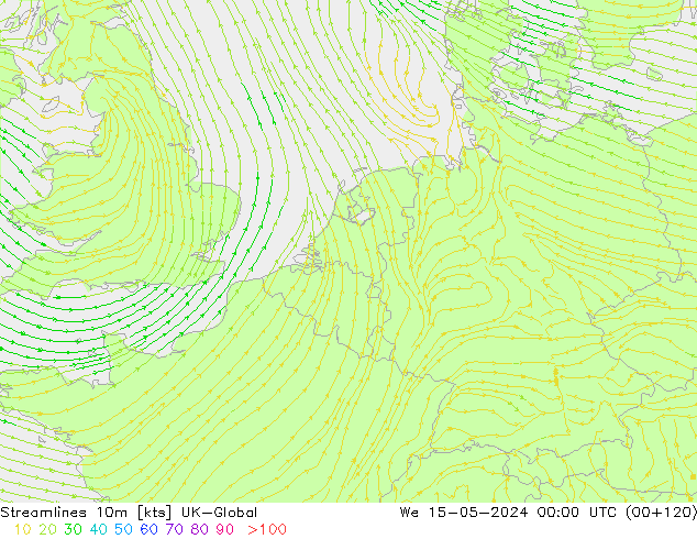 Stromlinien 10m UK-Global Mi 15.05.2024 00 UTC