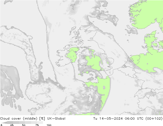 Nuages (moyen) UK-Global mar 14.05.2024 06 UTC