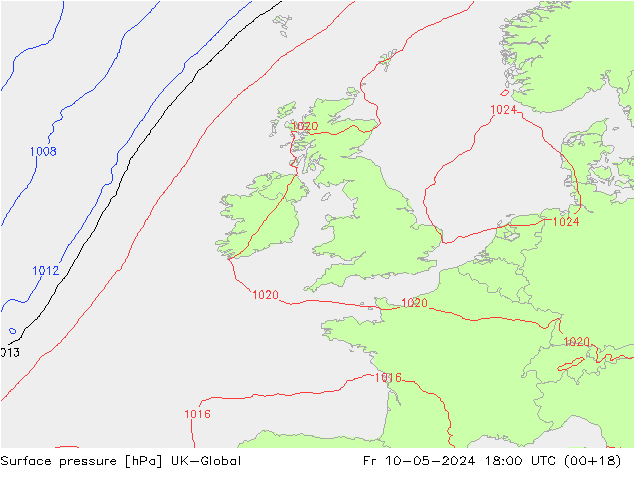 pression de l'air UK-Global ven 10.05.2024 18 UTC