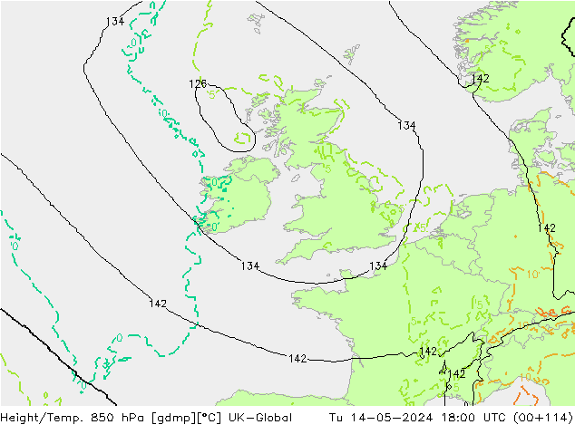 Height/Temp. 850 hPa UK-Global Ter 14.05.2024 18 UTC