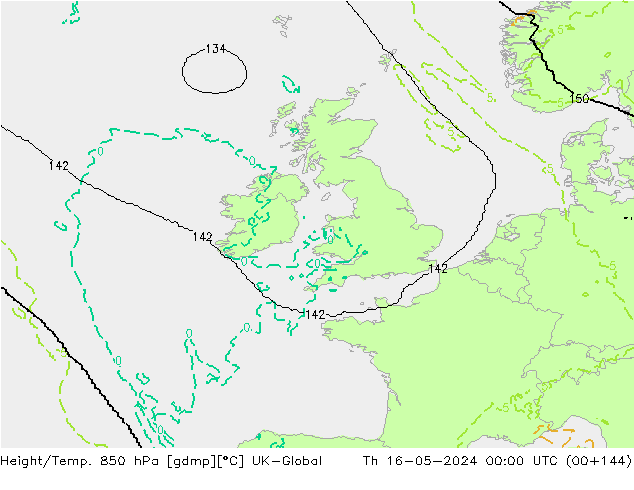Height/Temp. 850 hPa UK-Global Do 16.05.2024 00 UTC