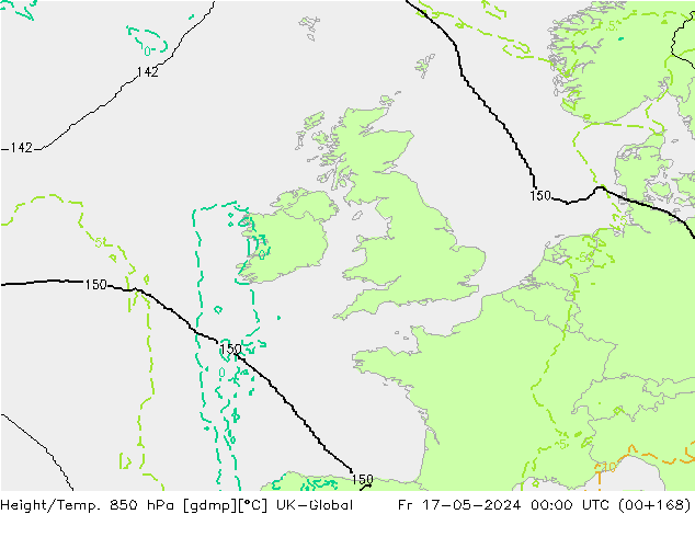 Height/Temp. 850 hPa UK-Global ven 17.05.2024 00 UTC