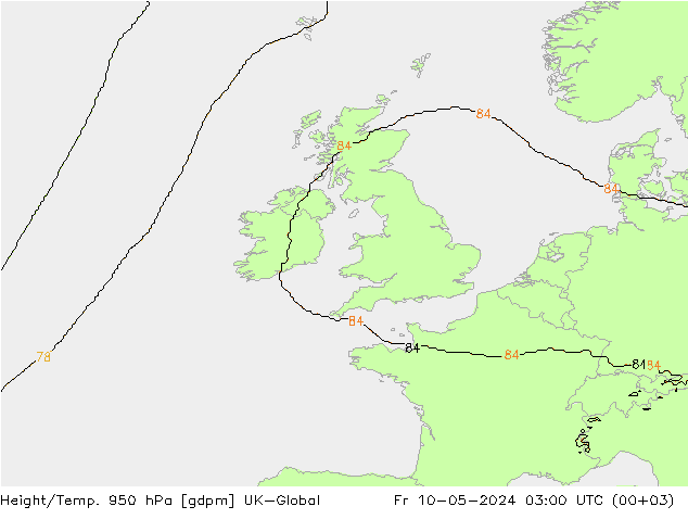 Height/Temp. 950 hPa UK-Global  10.05.2024 03 UTC