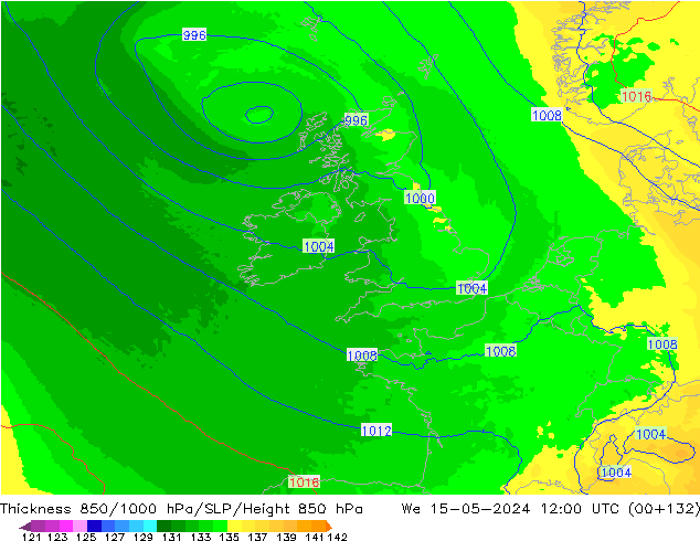 Thck 850-1000 hPa UK-Global We 15.05.2024 12 UTC