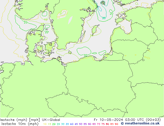 Isotachen (mph) UK-Global Fr 10.05.2024 03 UTC