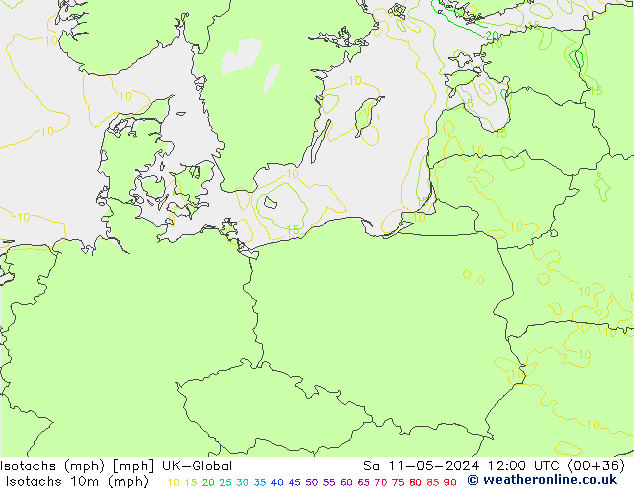 Isotachs (mph) UK-Global Sa 11.05.2024 12 UTC
