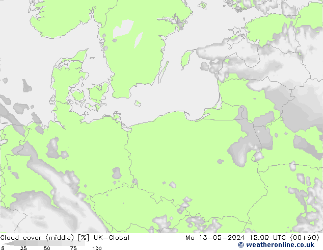 Cloud cover (middle) UK-Global Mo 13.05.2024 18 UTC