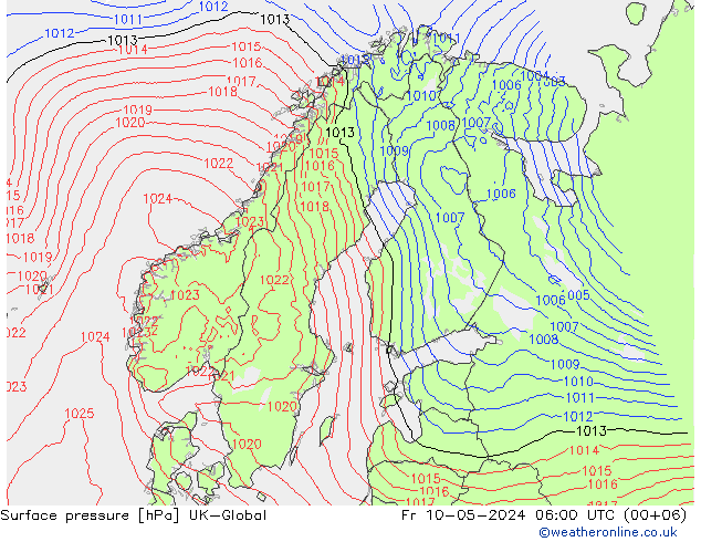 приземное давление UK-Global пт 10.05.2024 06 UTC