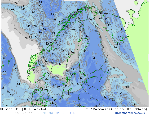 RH 850 hPa UK-Global Fr 10.05.2024 03 UTC