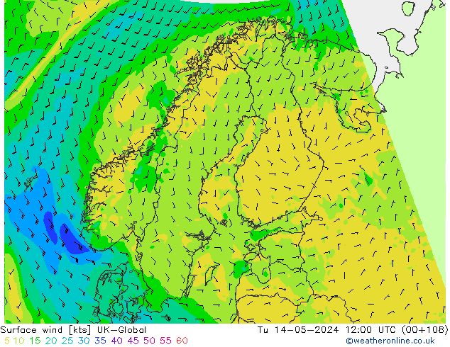 wiatr 10 m UK-Global wto. 14.05.2024 12 UTC