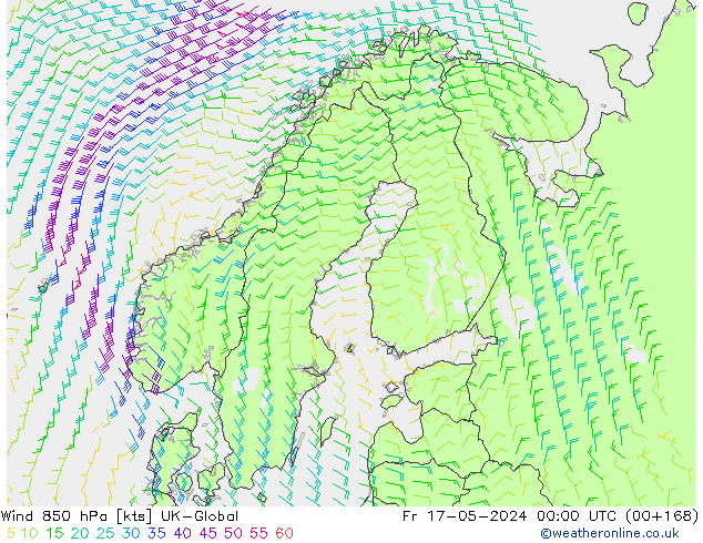 Wind 850 hPa UK-Global Fr 17.05.2024 00 UTC