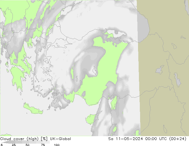 zachmurzenie (wysokie) UK-Global so. 11.05.2024 00 UTC