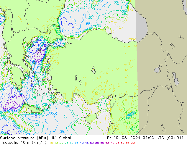 Isotachs (kph) UK-Global Fr 10.05.2024 01 UTC