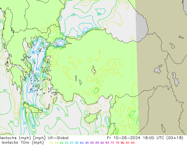 Isotachs (mph) UK-Global Fr 10.05.2024 18 UTC