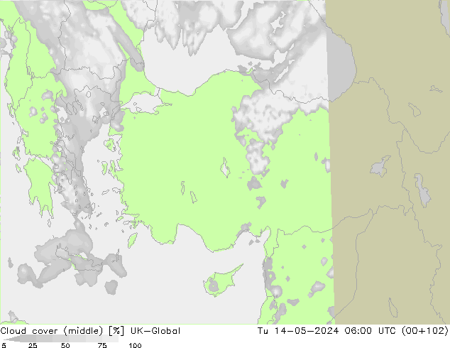 Nuages (moyen) UK-Global mar 14.05.2024 06 UTC