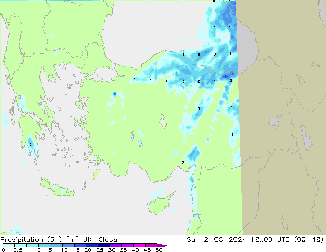 Precipitação (6h) UK-Global Dom 12.05.2024 00 UTC