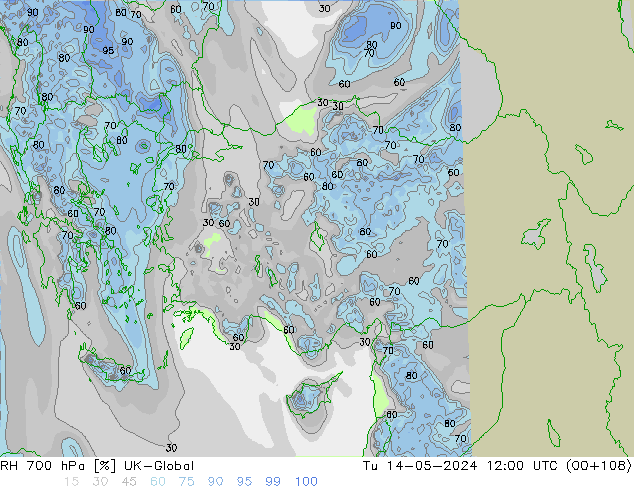 RH 700 hPa UK-Global Di 14.05.2024 12 UTC