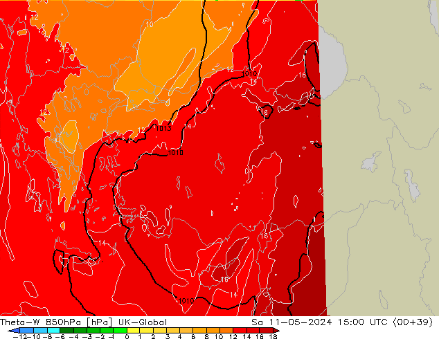 Theta-W 850hPa UK-Global sab 11.05.2024 15 UTC