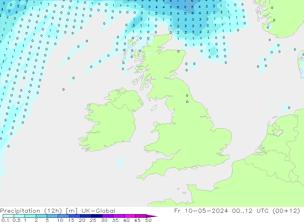 Precipitação (12h) UK-Global Sex 10.05.2024 12 UTC