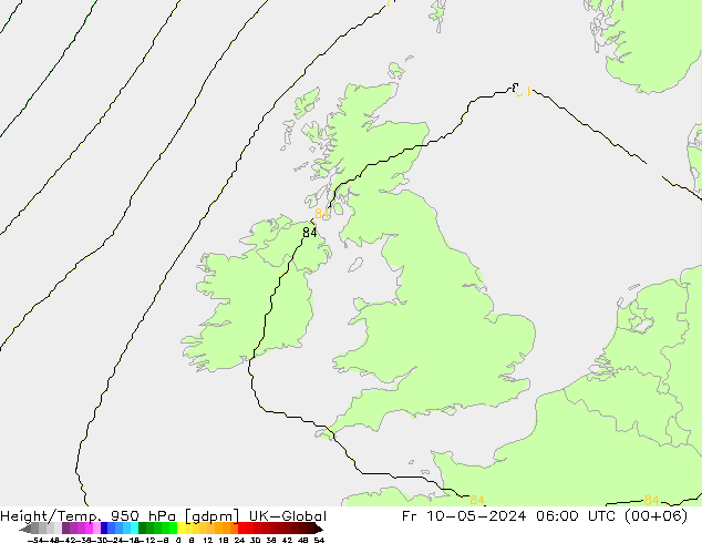 Height/Temp. 950 hPa UK-Global  10.05.2024 06 UTC