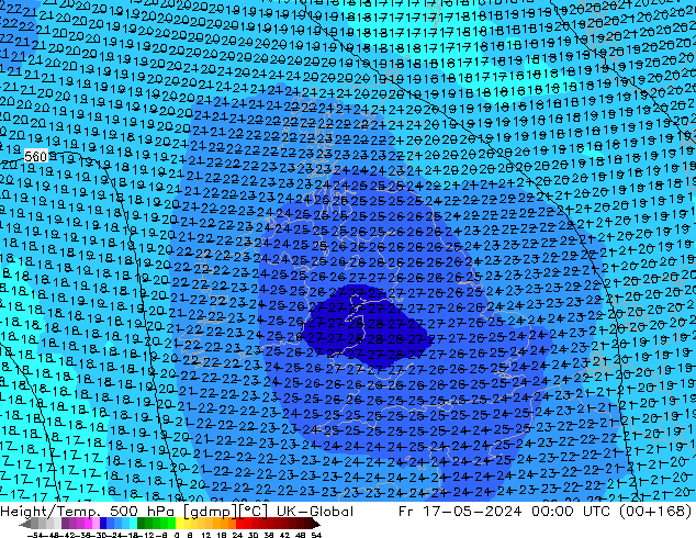 Height/Temp. 500 hPa UK-Global Fr 17.05.2024 00 UTC