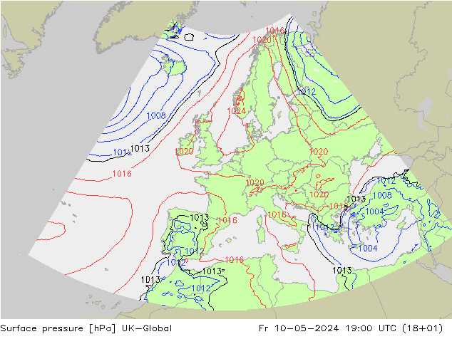 Surface pressure UK-Global Fr 10.05.2024 19 UTC