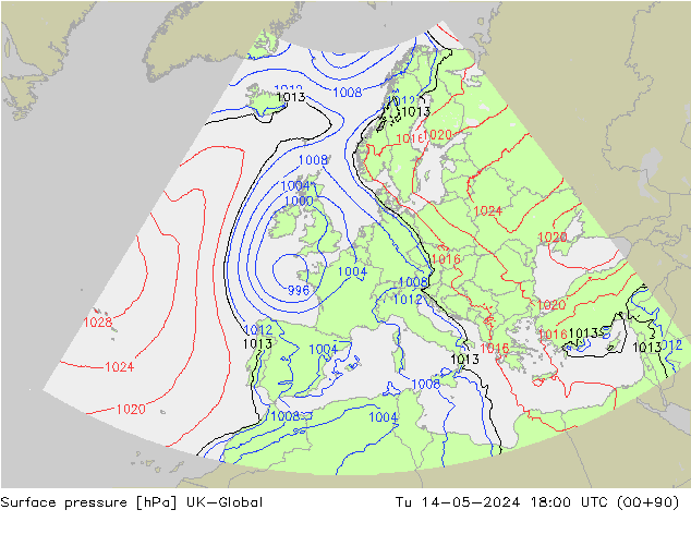 приземное давление UK-Global вт 14.05.2024 18 UTC