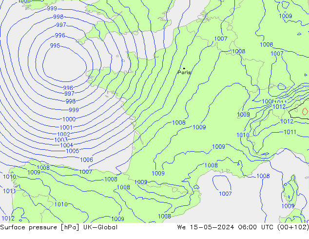 Yer basıncı UK-Global Çar 15.05.2024 06 UTC