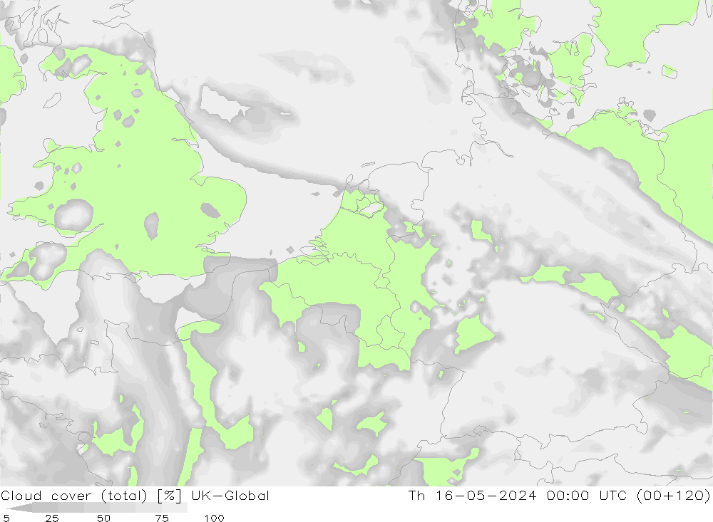 zachmurzenie (suma) UK-Global czw. 16.05.2024 00 UTC
