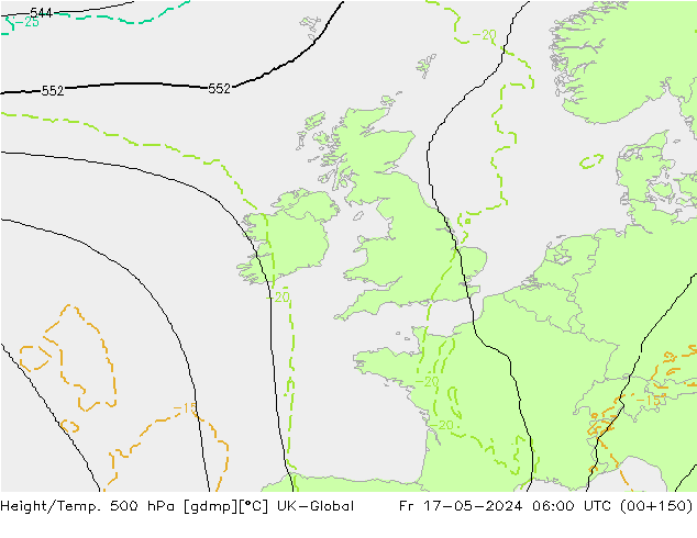Height/Temp. 500 hPa UK-Global Fr 17.05.2024 06 UTC