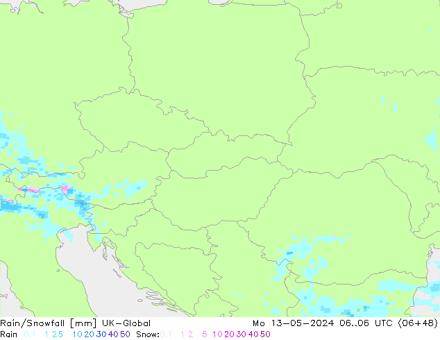 Rain/Snowfall UK-Global  13.05.2024 06 UTC