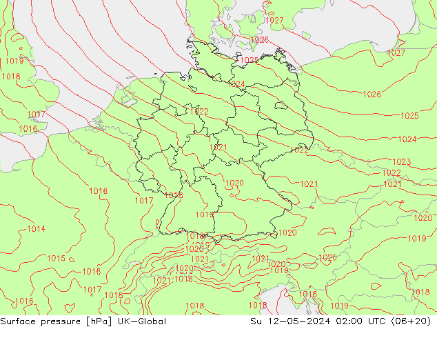 地面气压 UK-Global 星期日 12.05.2024 02 UTC