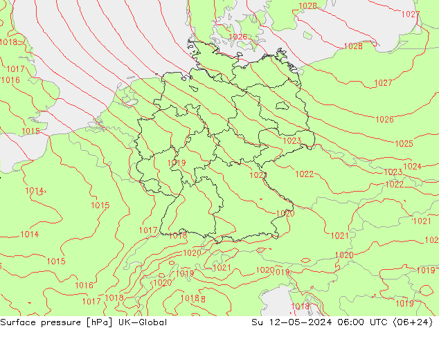 地面气压 UK-Global 星期日 12.05.2024 06 UTC