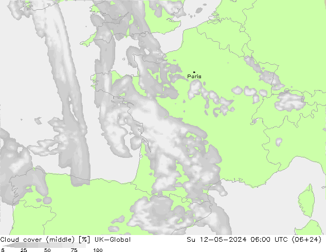 Wolken (mittel) UK-Global So 12.05.2024 06 UTC