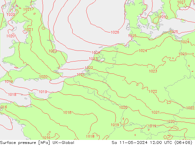 Surface pressure UK-Global Sa 11.05.2024 12 UTC