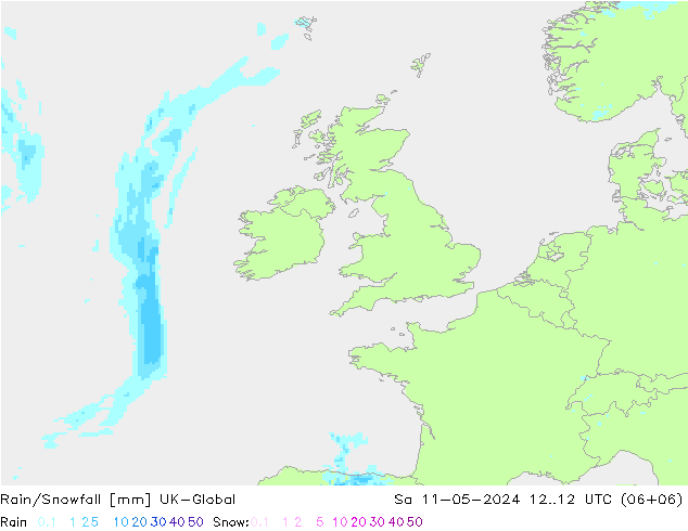 Rain/Snowfall UK-Global sam 11.05.2024 12 UTC