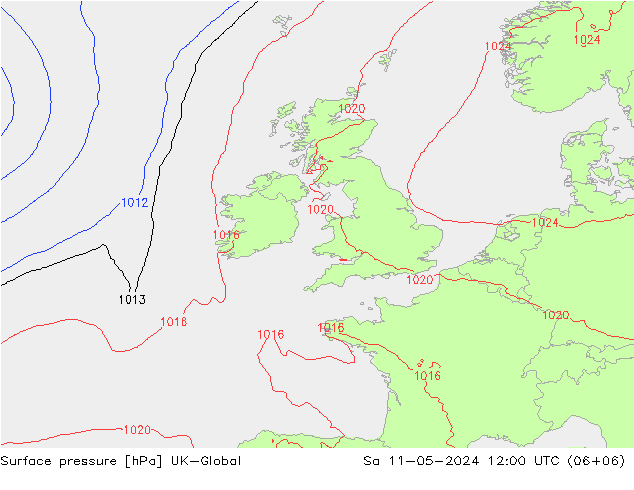 приземное давление UK-Global сб 11.05.2024 12 UTC