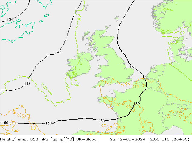 Height/Temp. 850 hPa UK-Global Dom 12.05.2024 12 UTC