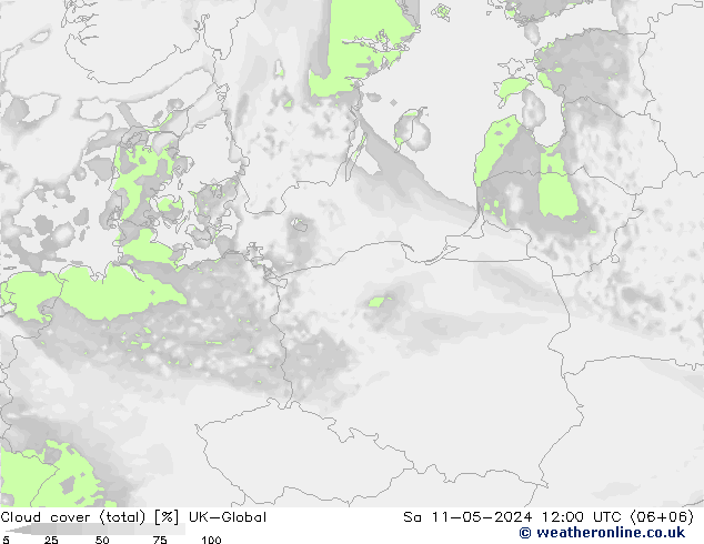 Nubes (total) UK-Global sáb 11.05.2024 12 UTC